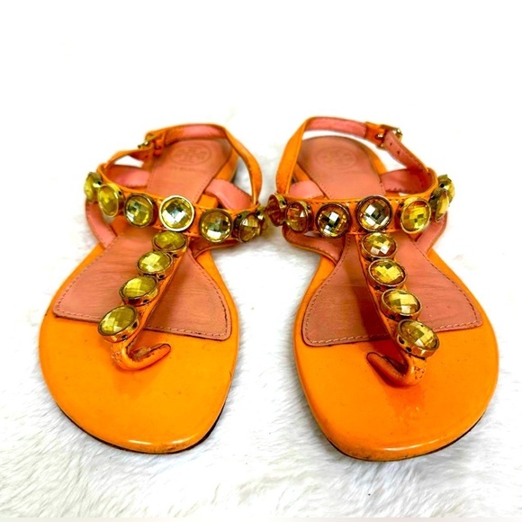 Tory Beach Emmy Sequin Beaded Thong Slingback Sandals Flip Flops - Picture 2 of 9